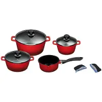 King Topf-Set Set, 1x Stielkasserolle 16 cm, je 1x Kochtopf 16/20/24 cm, 7 Stk. tlg. Aluminiumguss