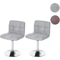 Mendler 2er-Set Esszimmerstuhl Kavala, Drehstuhl Stuhl, WildKunstleder Chrom vintage dunkelbraun