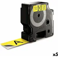 Dymo D1 53718 Laminierte Tape für LabelManager - Schwarz Gelb (5 Stück)