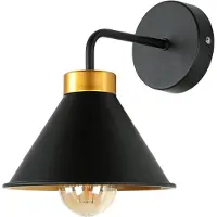 Licht-Erlebnisse Wandleuchte innen Schwarz Gold Metall E27 Vintage Loft Wandlampe Küche Wohnzimmer Flur