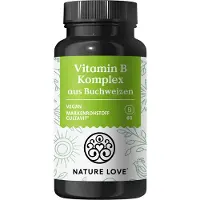 Nature Love Vitamin B Komplex Buchweizen – 60 Kapseln Vit B1, 2, 3, 5, 6, 7 (Biotin), 9 & B12 43 g