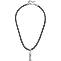 Police Kette mit Anhänger "Barrell", braun (edelstahlfarben, schwarz, braun), Halsketten, Herren, Edelstahl Leder, L: 50 B: 4,5mm, Edelstahl, Leder, Kette mit Anhänger, B:4,5mm