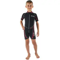 Seac Neoprenanzug - Trendy Shorty Kid - 2,5 mm - Schwarz/Rot - - 11 Jahre (146) - Neoprenanzüge