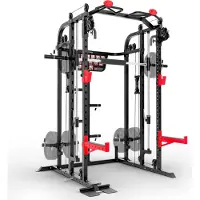 Sportstech Kraftstation Smith Machine SXM150 mit Kabelzug, Klimmzug & Langhantel Power Rack mit Kabelzug, Klimmzug, Langhantel, Bankdrücken, Multipresse - Kraftstation inkl. Griffe für Home Gym
