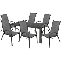 Mojawo Gartengarnitur Sitzgarnitur 5-teilig 160x90cm WPC Anthrazit/Grau