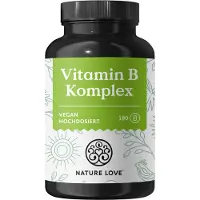 Nature Love Vitamin B Komplex – 500µg Vit B12 180 Kapseln 8 B-Vitamine B1, 2, 3, 5, 6, 7, 9, 12 84 g
