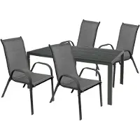 Mojawo Gartengarnitur Gartenmöbel 5tlg 160x90cm Non-Wood Tisch Stapelstuhl
