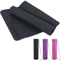 Mobiclinic , Yogamatte, Inklusive Trageriemen, 6mm dick, , Rutschfest, Abwaschbar, Wasserdicht, Fitness, Sport, Flexibel, TPE, Farbe Schwarz