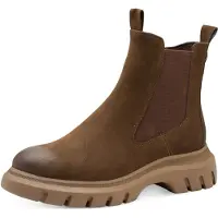 Marco Tozzi Damen Stiefelette Chelsea mit Zugschlaufen 2-25432-45, Größe:38 EU, Farbe:Braun