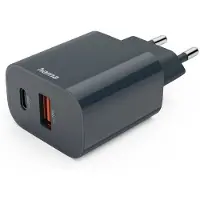 Hama Schnellladegerät, 1x USB-C, 1x USB-A, PD, 20 W, Anthrazit (00086441)