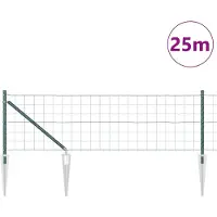 vidaXL Euro-Zaun mit Stacheln 25 x 0,4 m PVC-beschichteter Stahl Grün