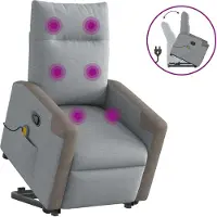vidaXL Praktischen Massagesessel mit Aufstehhilfe Hellgrau Stoff - Fernseh- & Relaxsessel ,design Möbel 8712561 2parcel