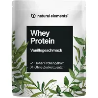 Natural Elements Whey Protein Pulver – Vanille 1kg 24g pro Portion nicht zu süß 1000 g