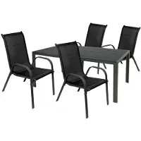 Mojawo Gartengarnitur Sitzgarnitur 5-teilig 160x90cm Non-Wood Anthrazit/Grau