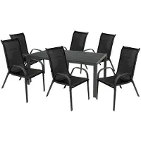 Mojawo Gartengarnitur Sitzgarnitur 7-teilig 160x90cm Non-Wood Anthrazit