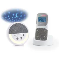 Alecto DBX150 - s Full Eco DECT Audio Babyphone mit Projektor, Display, Nachtlicht und Schlafliedern - Weiß/Grau