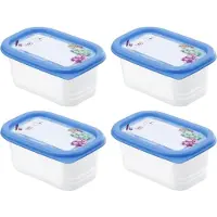 Rotho 4er Set Gefrierdosen 0,2 l DOMINO, Farbe:Motiv