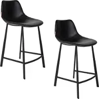 Dutchbone Franky Barhocker mit Rückenlehne 65 cm Schwarz - 2 er Set