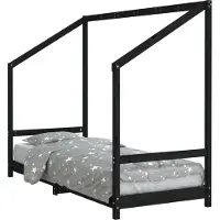 Syfax Kinderbett Schwarz 80x200 cm Massivholz Kiefer