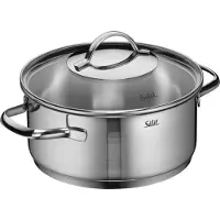 WMF Achat Bratentopf mit Glassdeckel 20cm Edelstahl, 2,56 l, Edelstahl, Edelstahl, Edelstahl, Keramik, Elektro, Gas, Induktion, Edelstahl