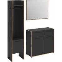 Ebuy24 Garderoben-Set Bueno | Basalt grau / Nox Oak | 3-teilig