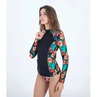 Hurley Fiji Fantasy Front Langarm-rash Guard Mit Durchgehendem Reißverschluss