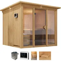 Welltime Sauna "Artja" Set, Ofen 9 KW externe Strg easy