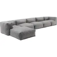 Oviala Modulares Ecksofa mit 3 Sesseln 2 Ecken und 1 grauem Hocker - Mixi