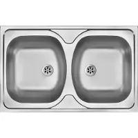 Deante Stahlspülbecken, 2 - Becken - aufgesetzt - satin
