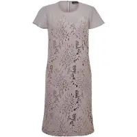 Goldner Spitzenkleid aus Chiffon, Flügelärmeln in taupe | Gr.: 52