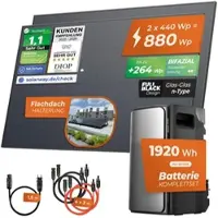 Solarway 880Wp / 800W Balkonkraftwerk mit 1,9kWh Speicher komplett Steckdose - 1,9 kWh EcoFlow Stream Max - Solaranlage Komplettset - 440W bifaziale Solarmodule & EcoFlow Speicher & Zubehör