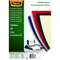 Fellowes Deckblatt Chromolux, Karton, DIN A4, für Draht- und Plastikbindemaschinen, rot, 250g, 100 Stück