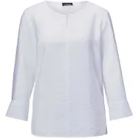 Goldner Viskosebluse mit 3/4-Ärmeln, Rundhals in weiß | Gr.: 40