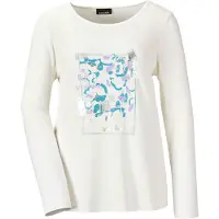 Goldner Kurzgröße: Shirt mit Glitzerprint, Rundhals in cremeweiß / gemustert | Gr.: 25