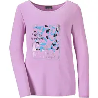 Goldner Kurzgröße: Shirt mit Glitzerprint, Rundhals in flieder / gemustert | Gr.: 21