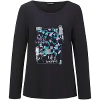 Goldner Kurzgröße: Shirt mit Glitzerprint, Rundhals in schwarz / gemustert | Gr.: 21