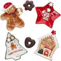 MamboCat 4tlg Keksteller Set Patisserie Weihnachten Tanne Stern Lebkuchenmann Haus Snack