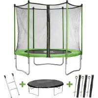 HABITAT ET JARDIN Trampolin "Yoopi" - Ø 1,8 m - mit Netz + Leiter + Abdeckung + Befestigungsset