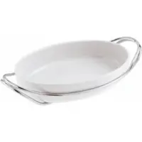 Sambonet Servierschale New Living Holder With Oval Porcelain 44 x 27 cm
