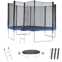 HABITAT ET JARDIN Trampolin "Joycy" - Ø 4,27 m - Mit Netz + Leiter + Abdeckung + Befestigungsset