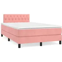 Syfax Boxspringbett mit Matratze Rosa 120x190 cm Samt