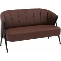 Mendler 2er-Sofa MCW-P30, Zweisitzer Polster-/Lounge-Sofa Couch Vintage Retro Industrial Metall Kunstleder rostrot