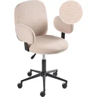Beliani Bürostuhl Beige Bouclé-Stoffbezug Höhenverstellbar Drehbar mit Sicherheitsrollen Armlehnen hohe Rückenlehne für Home Office Büro