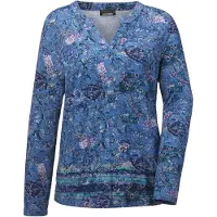 Goldner Kurzgröße: Elegantes Blusenshirt, Paisley-Design in blau / gemustert | Gr.: 20