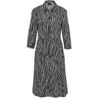 Goldner Blusenkleid mit Print und 3/4-Arm in schwarz / cremeweiß / gemustert | Gr.: 44