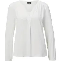 Goldner Kurzgröße: Elegantes Chiffonshirt mit Jersey-Details in cremeweiß | Gr.: 22