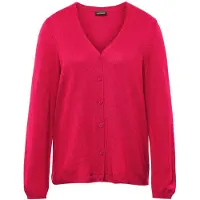 Goldner Kurzgröße: Kaschmir-Strickjacke mit V-Ausschnitt in pink | Gr.: 22