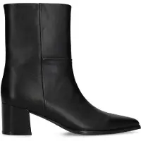 Manfield Schwarze Lederstiefeletten mit Absatz | Größe 41
