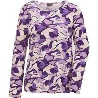 Goldner Kurzgröße: Langarm Viskose-Jersey Shirt mit Print in lila / gemustert | Gr.: 25