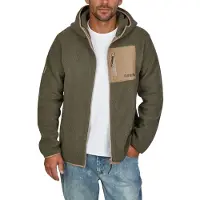DENIMFY Fleecejacke Herren mit Kapuze Regular Fit RIVLennox Regular Fit Mistletoe Grün-Antique Braun S